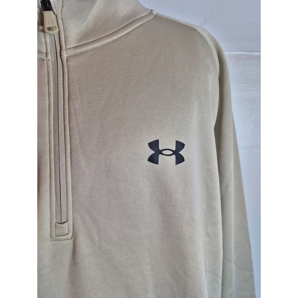 Under Armour Mens ColdGear Quarter Zip Pullover Fleece 4XL Beige